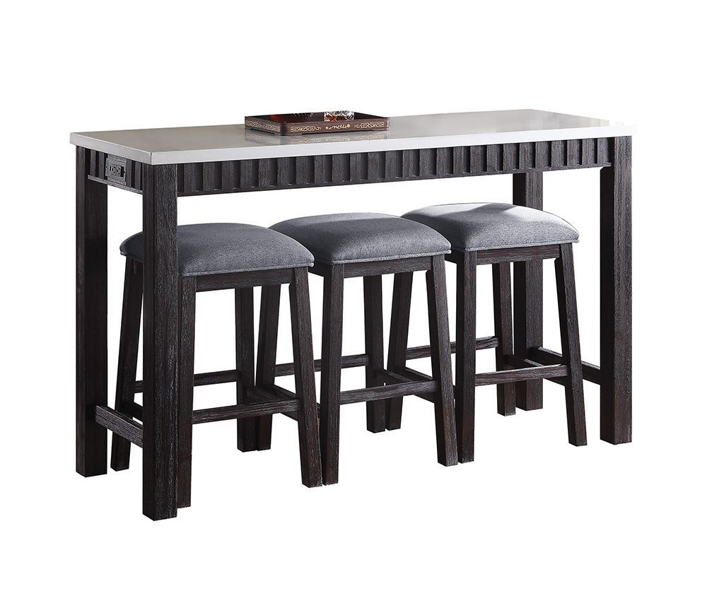 Necalli - Marble Top Weathered 4 Piece Pack Counter Height Table Set - Espresso - Best Buy Furniture