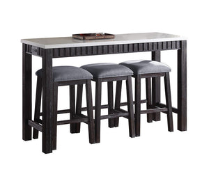 Necalli - Marble Top Weathered 4 Piece Pack Counter Height Table Set - Espresso - Best Buy Furniture
