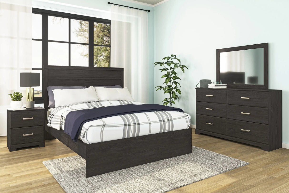 Belachime - Two Drawer Night Stand - Charcoal - Best Buy Furniture