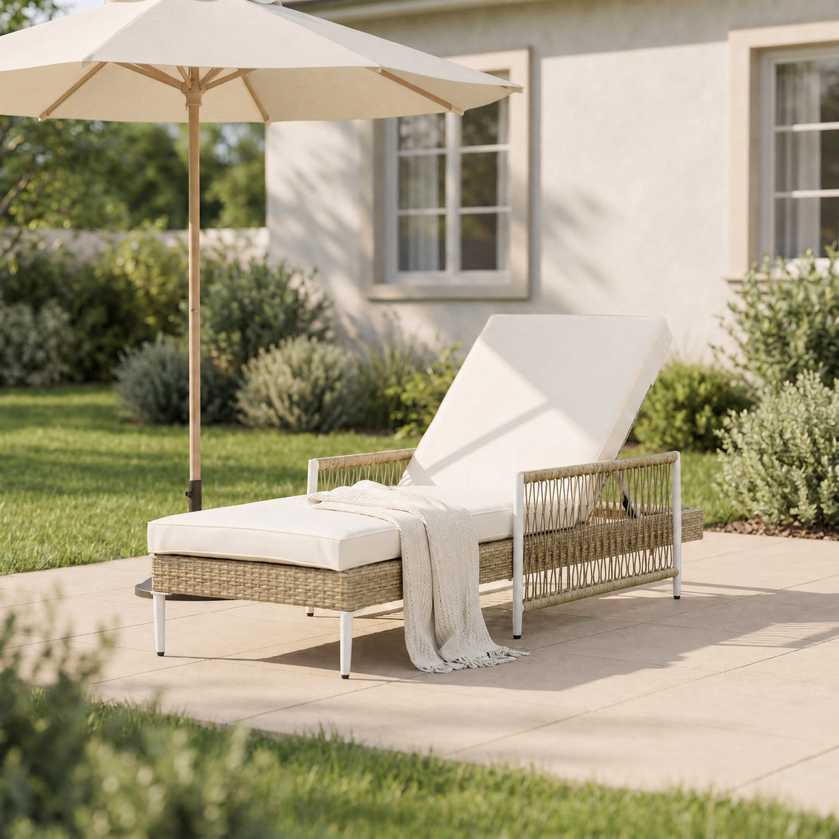 TOPMAX Outdoor All-Weather PE Rattan Chaise Lounge Set of 2
