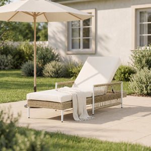 TOPMAX Outdoor All-Weather PE Rattan Chaise Lounge Set of 2