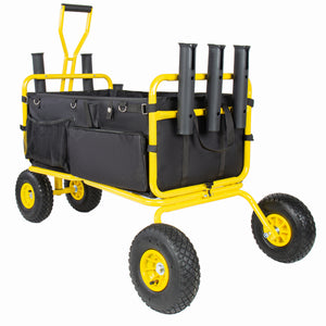 Fishing Cart Beach Cart Collapsible Wagon with 9.85'' All-Terrain Wheels