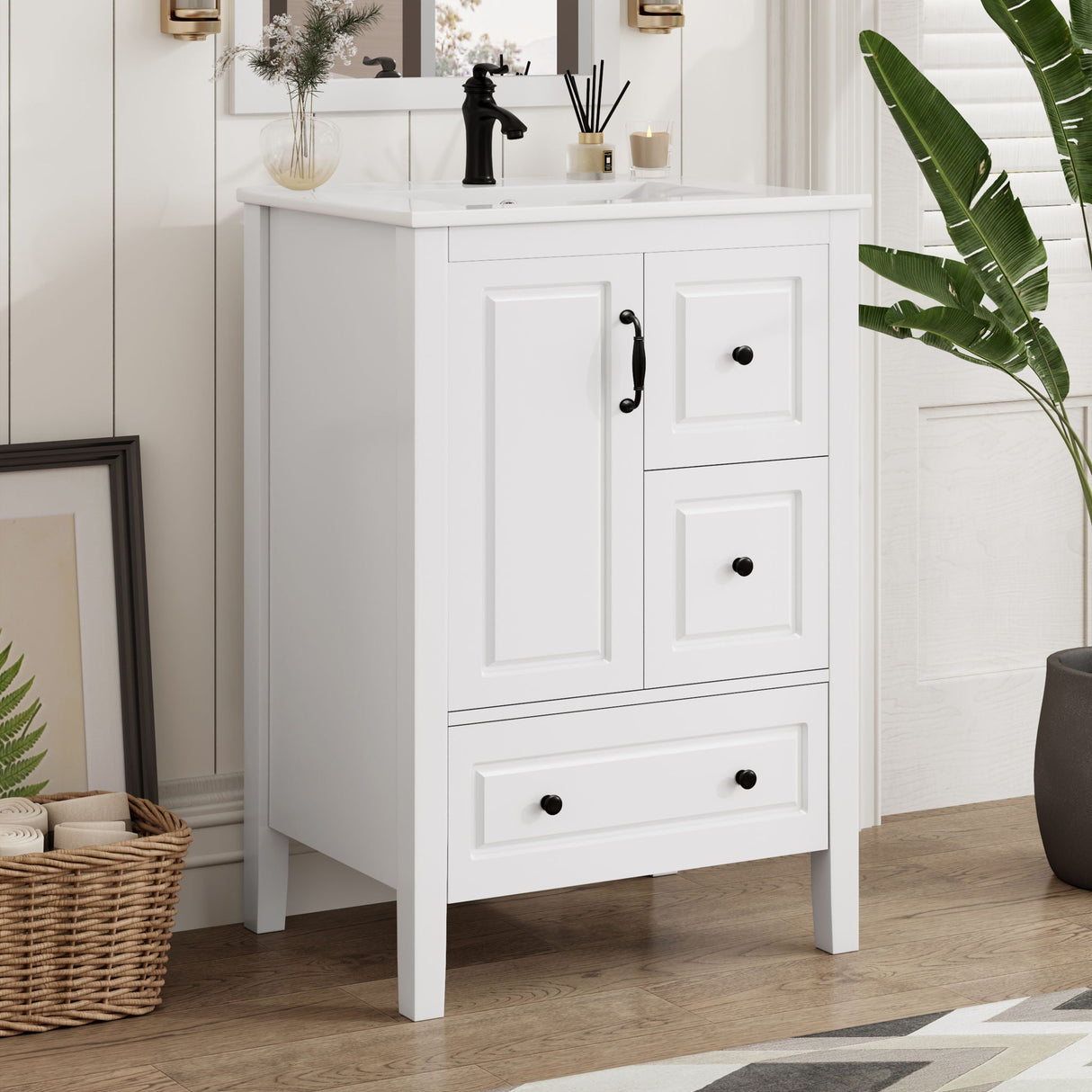 Retro Bathroom Vanity With Sink, Soft Closing Cabinet & Drawers - Best Buy Furniture