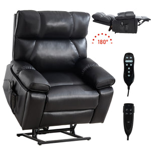 Black Leatheraire Heat Massage Recliner