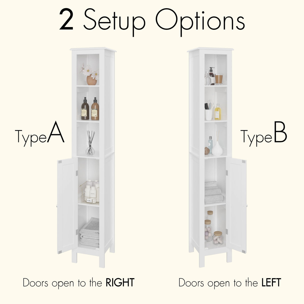 Slim Tall Bathroom Storage Cabinet With Adjustable Shelves, Anti Tip Freestanding Cabinet - White