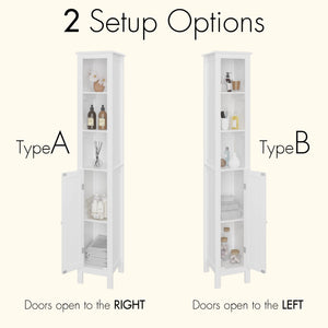 Slim Tall Bathroom Storage Cabinet With Adjustable Shelves, Anti Tip Freestanding Cabinet - White