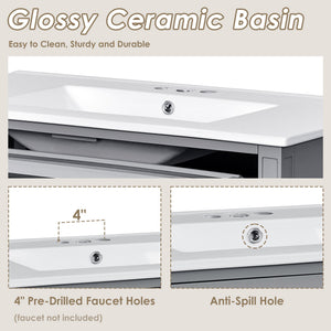 Bathroom Vanity With Top Sink, 2 Drawers And Tip Out Drawer