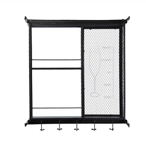 Floating Wine Bar Shelf With Glass Holder And Display Shelves - Black