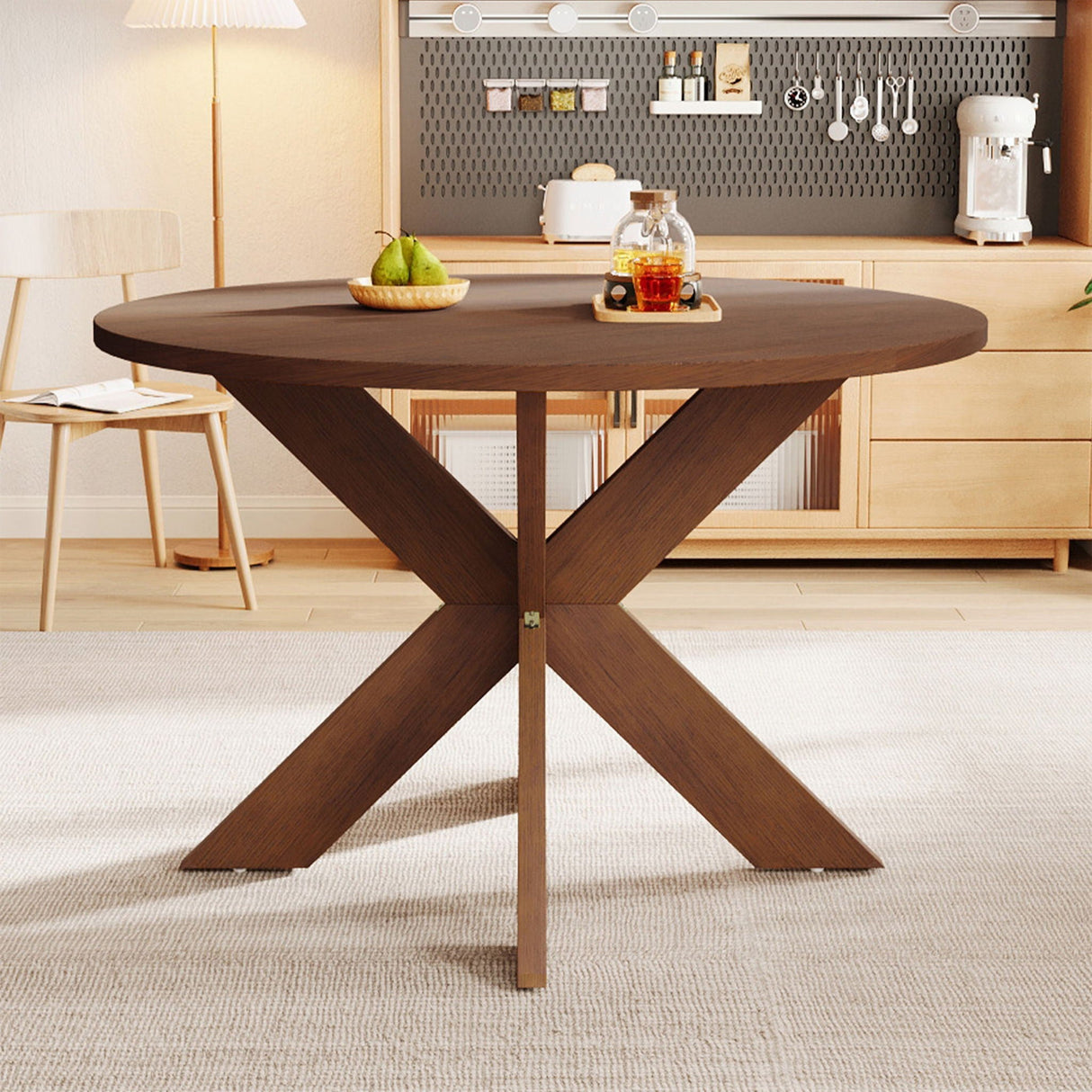 Round Dining Table Kitchen Table - Cherry Wood