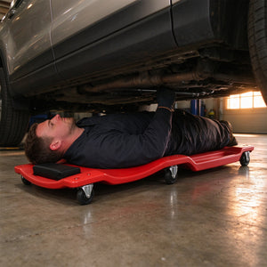 40-Inch Low-Profile Garage Creeper with Padded Headrest, Red