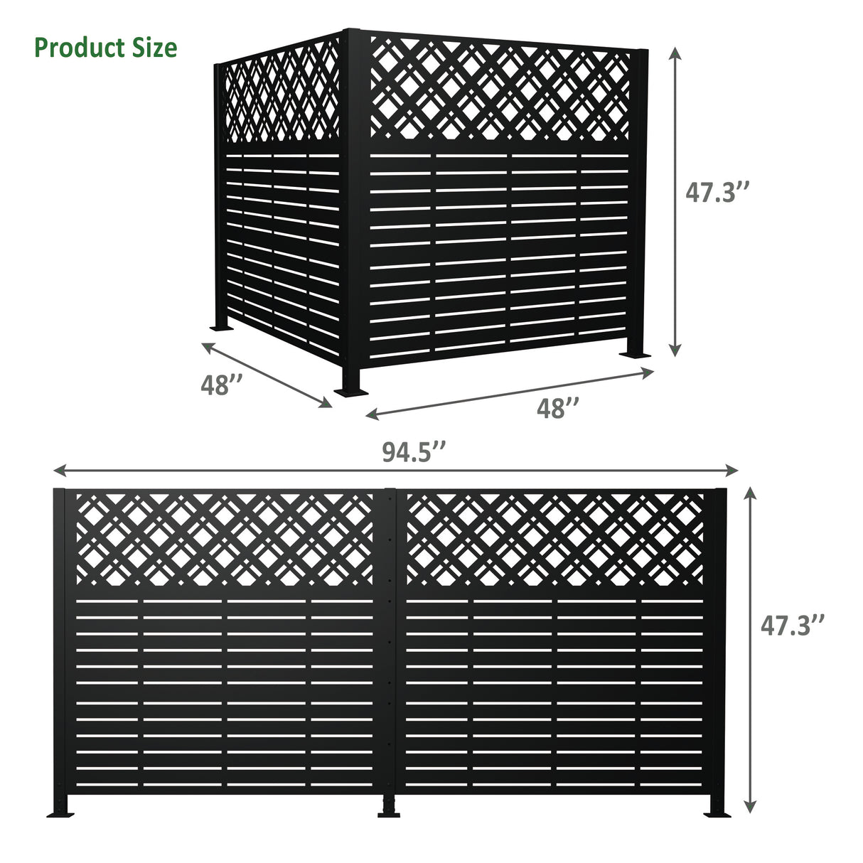 W48'' x H47.3'' x 2 Panels Metal Privacy Screen