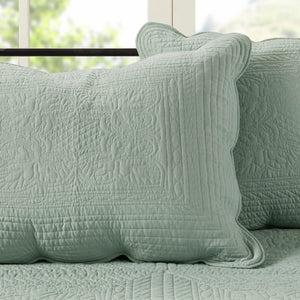 6 Piece Reversible Scalloped Edge Daybed Cover Set - Seafoam