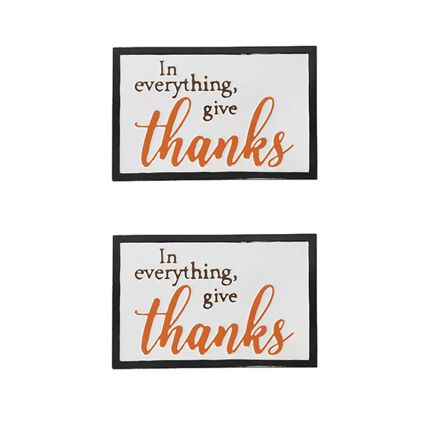 Thanks Wall Sign, Wall Art Decor For Harvest Festival Fall Festival & Thanksgiving Table Decorations (Set of 2) - Black / Orange / White