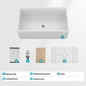 Single Bowl Kitchen Sink Workstation - White