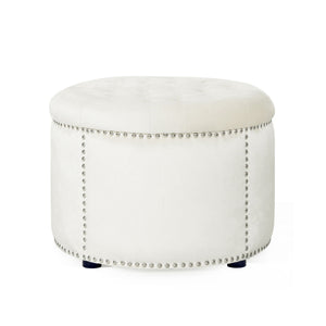 Elegant Round Ottoman Footstool With Studded Rim - Best Buy Furniture