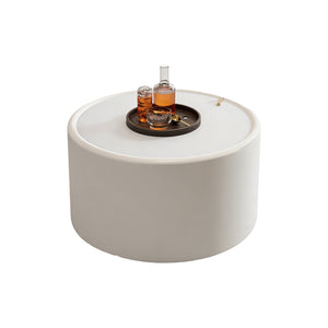 White Round Coffee Table with Tempered Glass Top