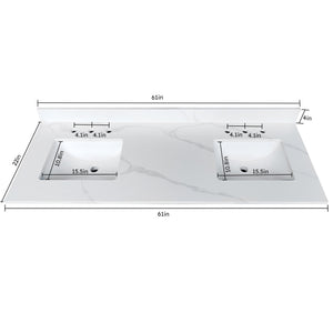 61-Inch Quartz Double Bathroom Vanity Top