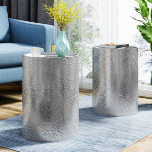 Modern Round Accent Table With Hammered Surface - Best Buy Furniture