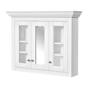 Bathroom Medicine Cabinet With Mirror, 5 Adjustable Closed Shelves, Wall-Mounted - White