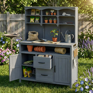 TOPMAX Large Fir Wood Potting Bench