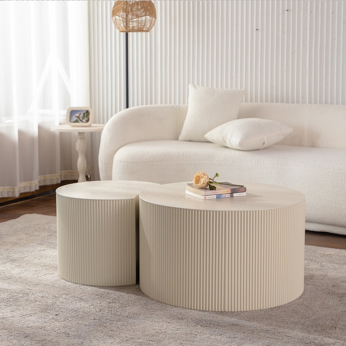 Round Coffee Table Handcrafted Relief Sturdy Pedestal