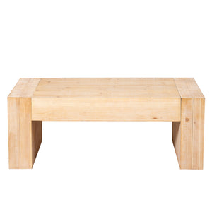 49" Rustic Wood Coffee Table with Whitewashed Finish - Engineered Wood