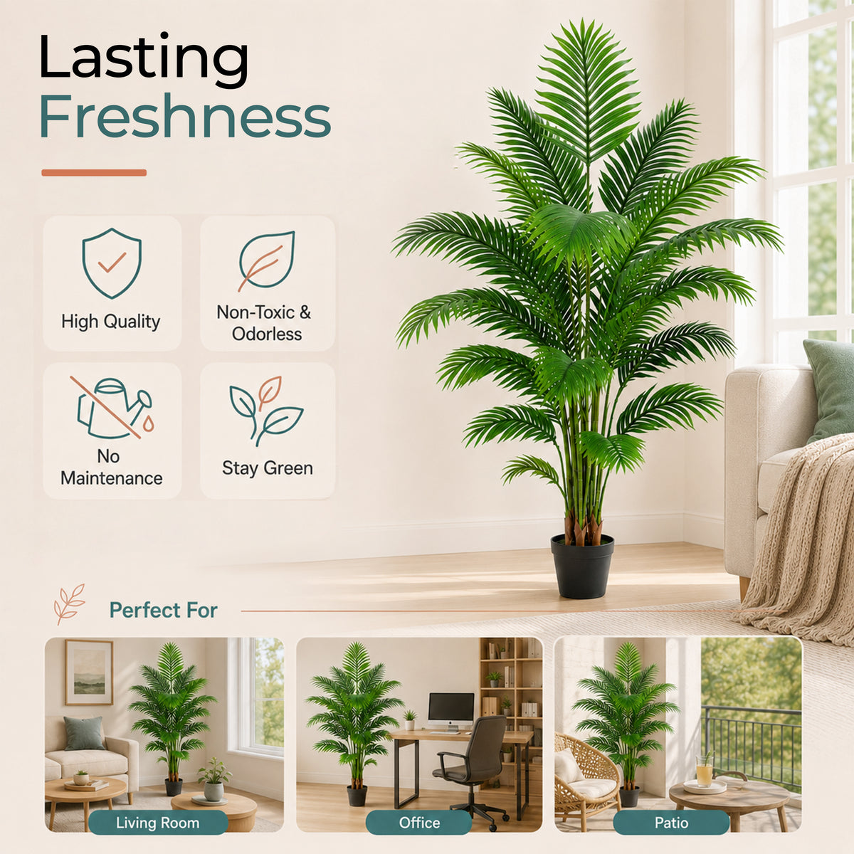 Artificial Palm Tree 6ft - Large Fake Tropical Tree (2 Pack)