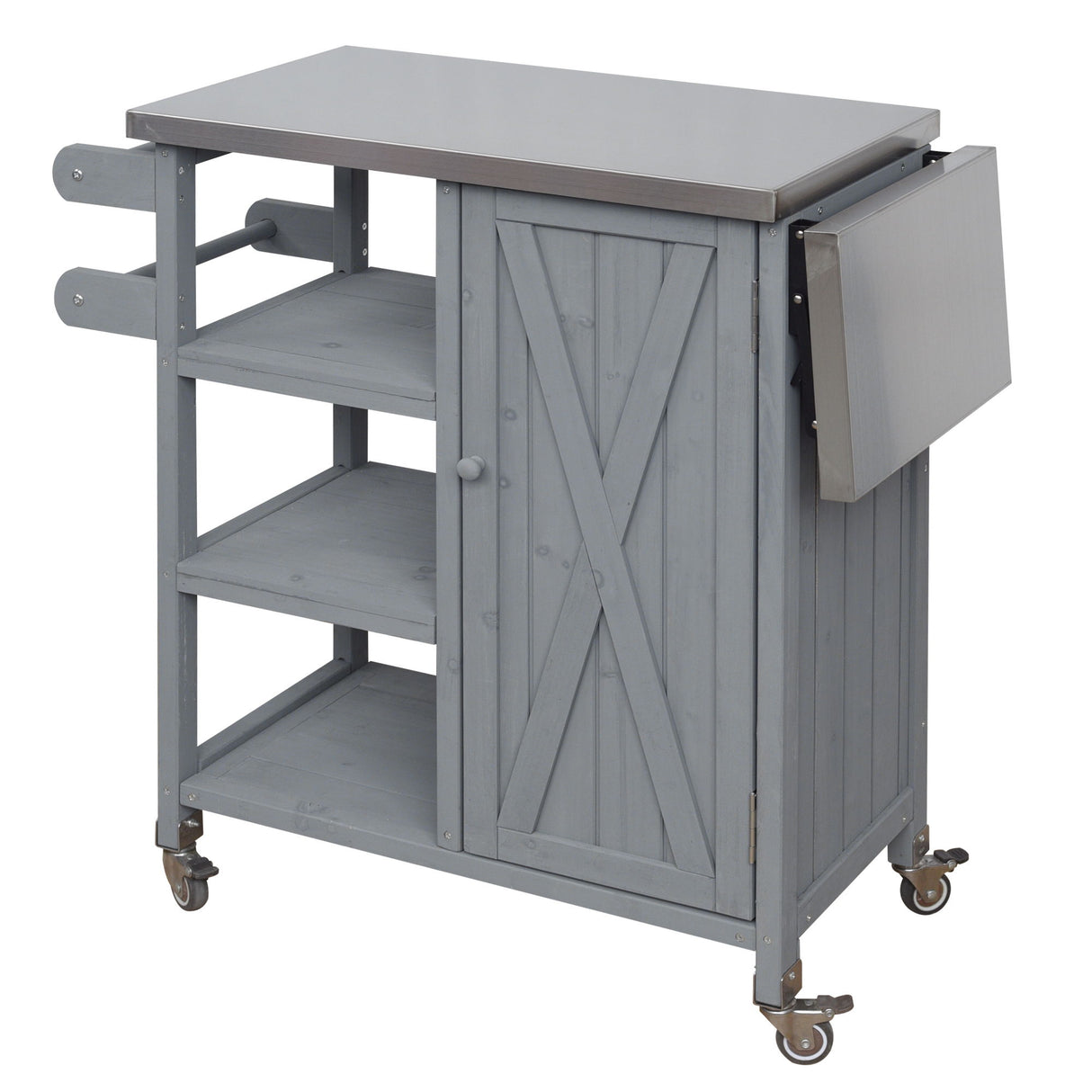 Foldable Outdoor Kitchen Island With Storage Cabinet