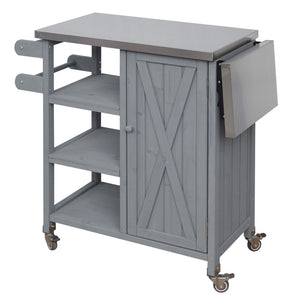 Foldable Outdoor Kitchen Island With Storage Cabinet