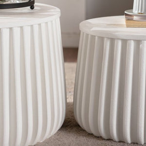 White Round Storage Table Set with Lift-Off Lid