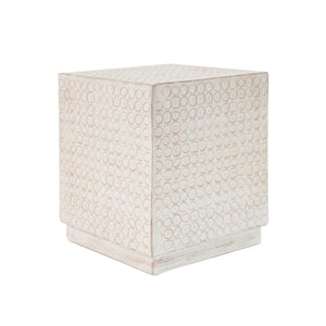Chic Modern Mgo Cube Side Table With Fluted Design - Antique Brown