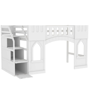 Loft Bed With Storage Staircase And Windows