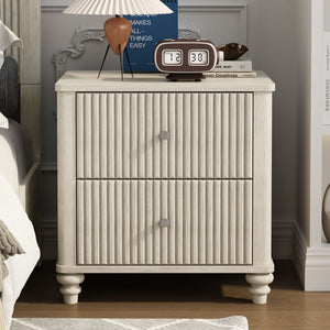 Fluted Nightstand With 3 Drawers
