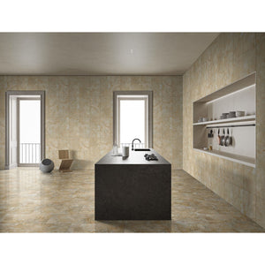 Marble For Floor And Wall Polished Marble Tile Stone (Set of 4) - Beige / Gold