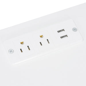 Elegant Vanity Makeup Table & Chair Set Modern Dressing Table With Organizer Writing Desk Charging Port Engineered Wood - White