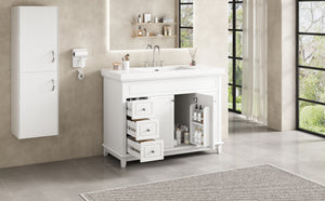 48" Bathroom Vanity with Resin Sink, Soft-Close Drawers & Shelves