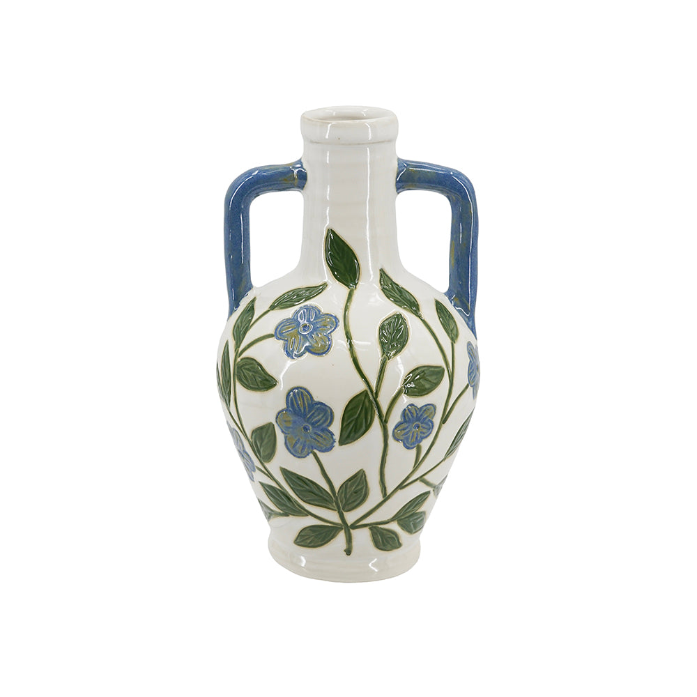 Floral Amphora Ceramic Vase