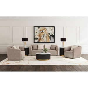 Silvana - Upholstered Rolled Loveseat With Curved Back And Foam Cushions - Beige
