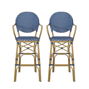 Outdoor Wicker And Aluminum French Barstools (Set of 2) - Best Buy Furniture