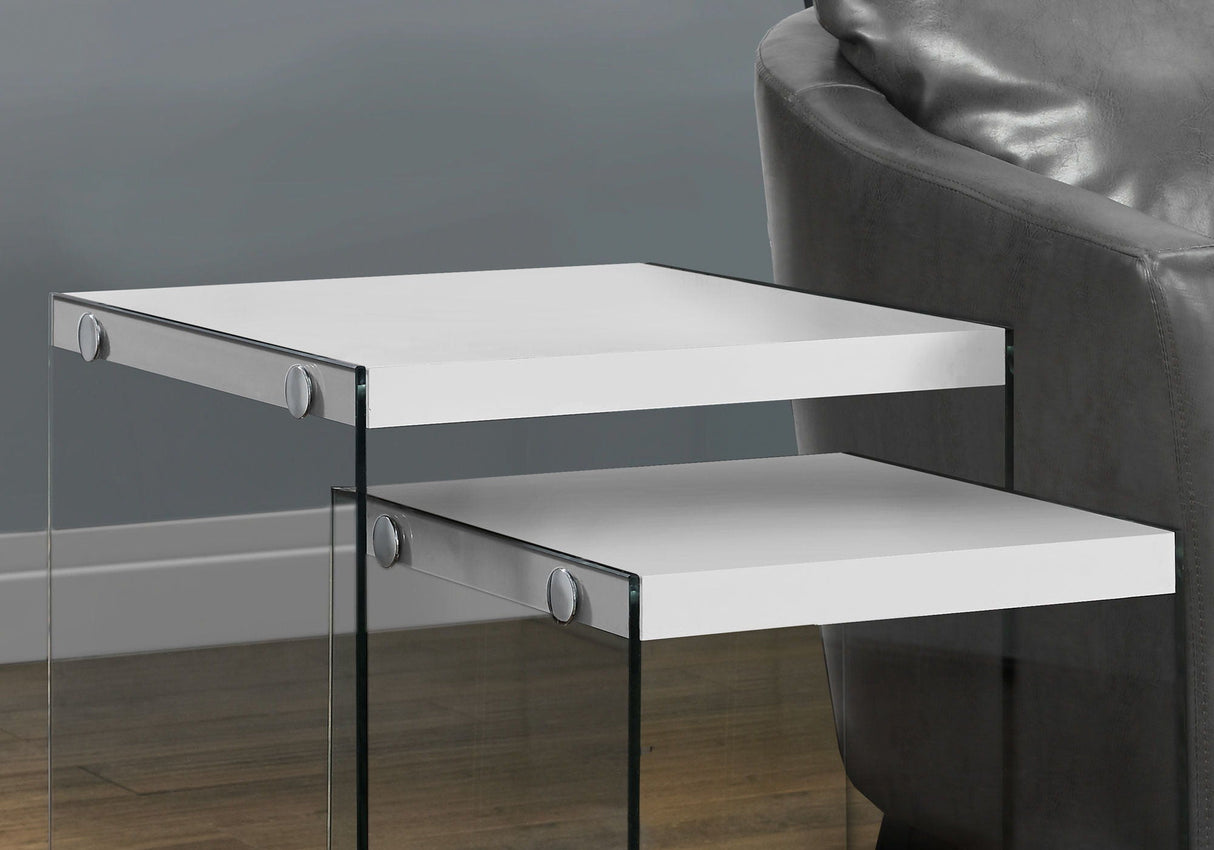 Accent Nesting Table Clear Tempered Glass For Living Room (Set of 2) - Best Buy Furniture