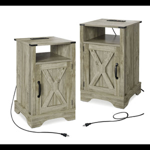 Farmhouse Nightstand, Charging Station & Storage