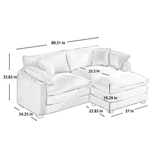Modern Oversized Modular Cushion Sofa With Ottoman, Low Back, Deep Seating Sofa Set