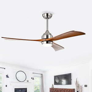 52" Solid Wood Blades Ceiling Fan with Lights and Remote Control