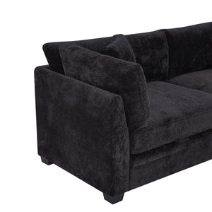 83.50" Modern Flared Arms Sofa (Black)