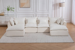 129.8" Width Cloud Couch Oversized Modular Sectional Sofa