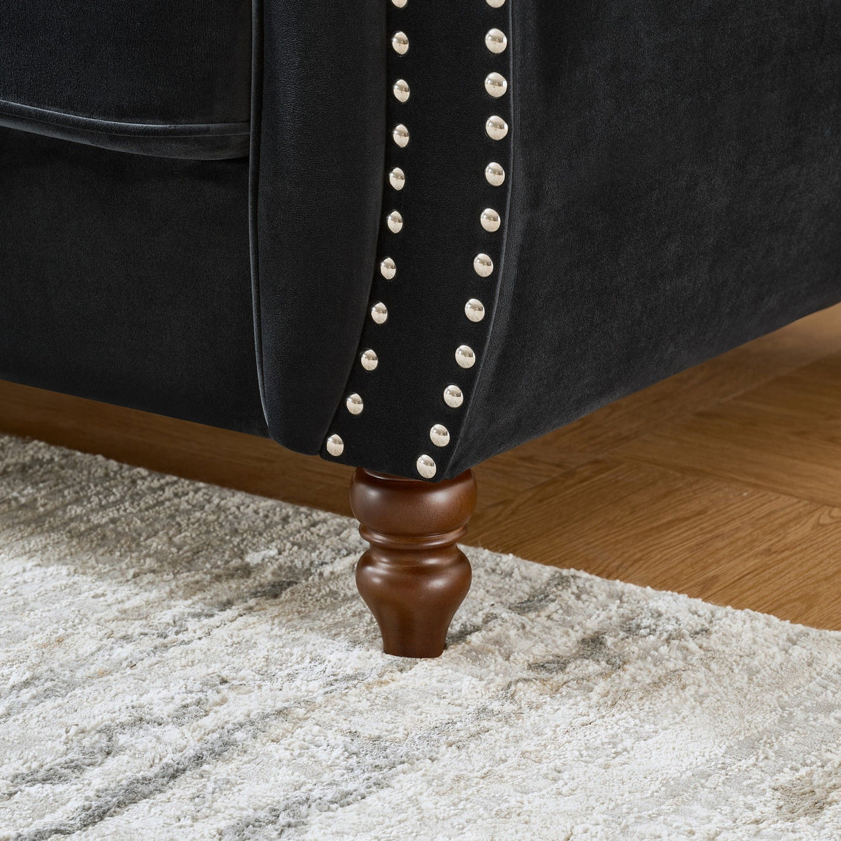 Chesterfield 3 And 2 Seater Upholstery Sofa With Roll Armrest & Nailhead Fabric Couch