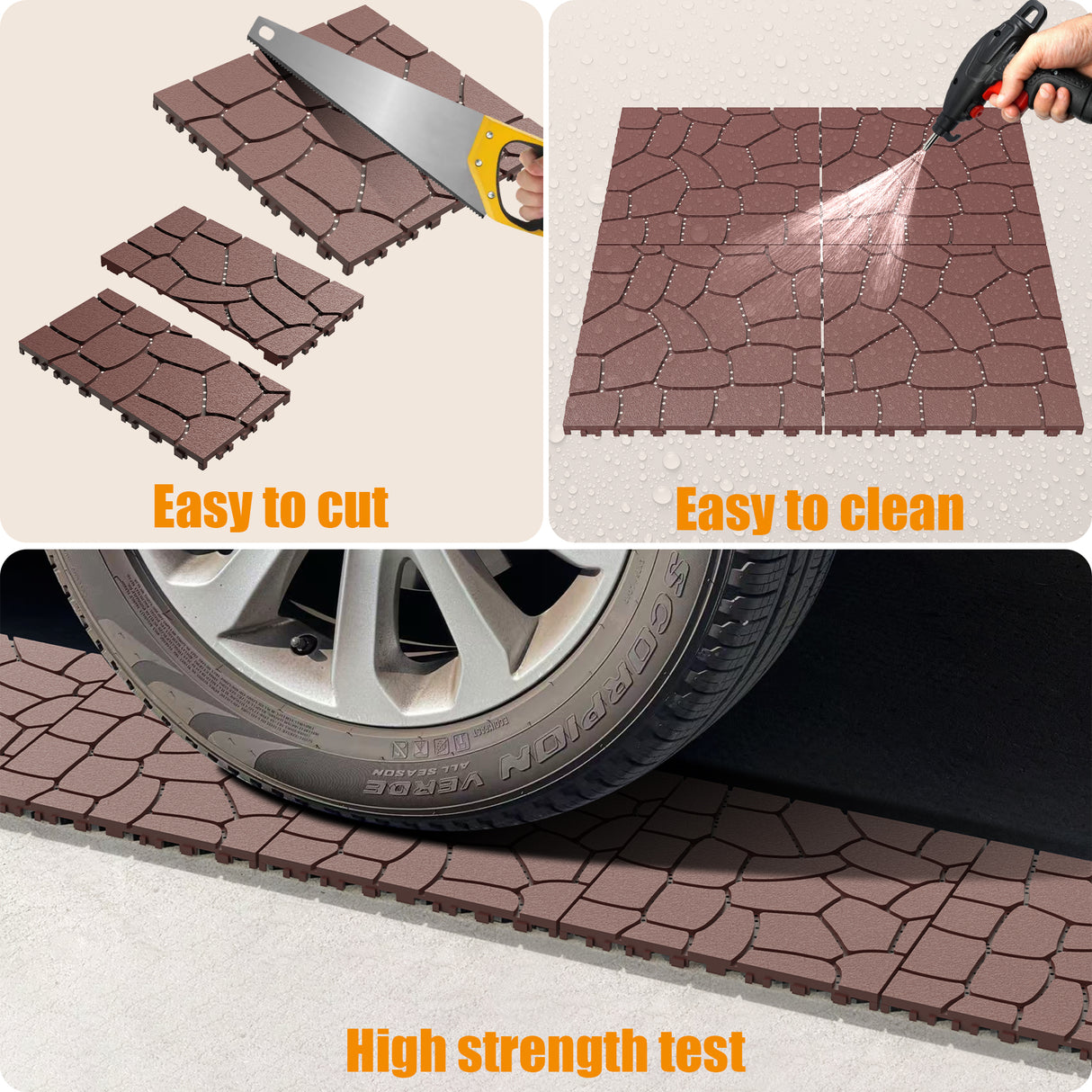 New Stone Texture 12" Patio Deck Tiles, 44pcs