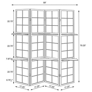 4 Panel Folding Screen With Shelves - Brown