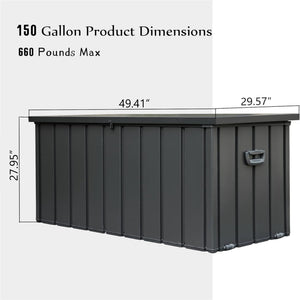 150 Gallon Outdoor Storage Deck Box - Waterproof and Lockable