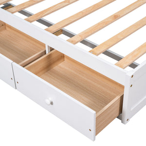 Twin Size Platform Storage Bed With 3 Drawers - White